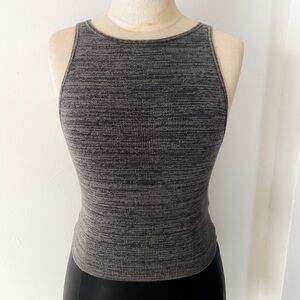 Hollister Grey Knit Criss Cross Cropped Tank Top - Size L - High Neck